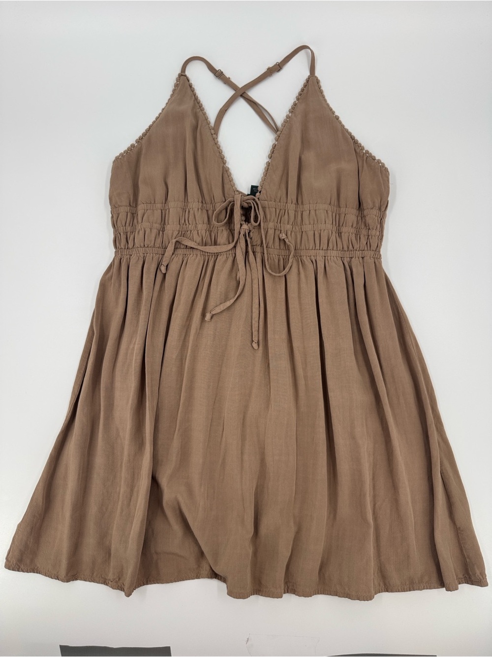 Wild Fable Brown Sleeveless V-Neck Tie-Front Sundress Top Size L